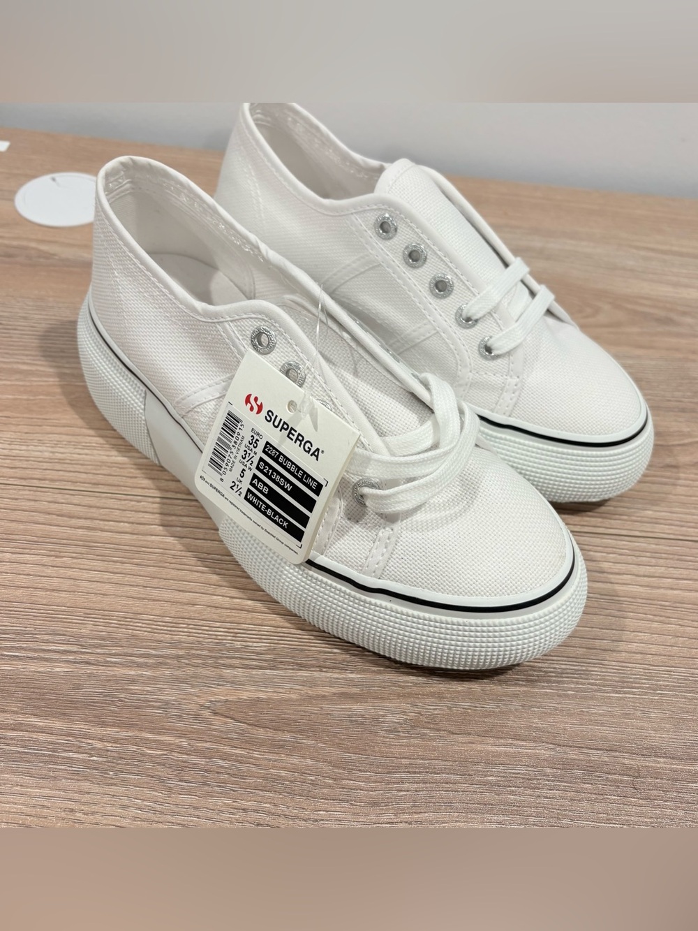 NWOB White superga 2287 white platform sneakers size 5